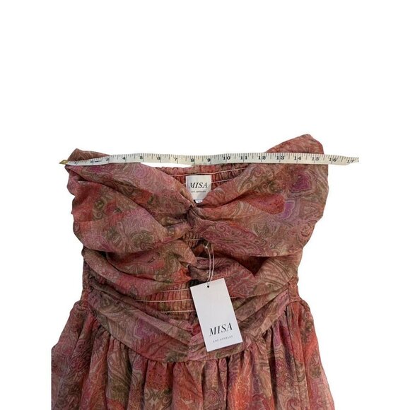 NWT‎ Strapless Arianne Dress Misa Los Angeles Paisley Pink Chiffon Size M - Picture 11 of 16